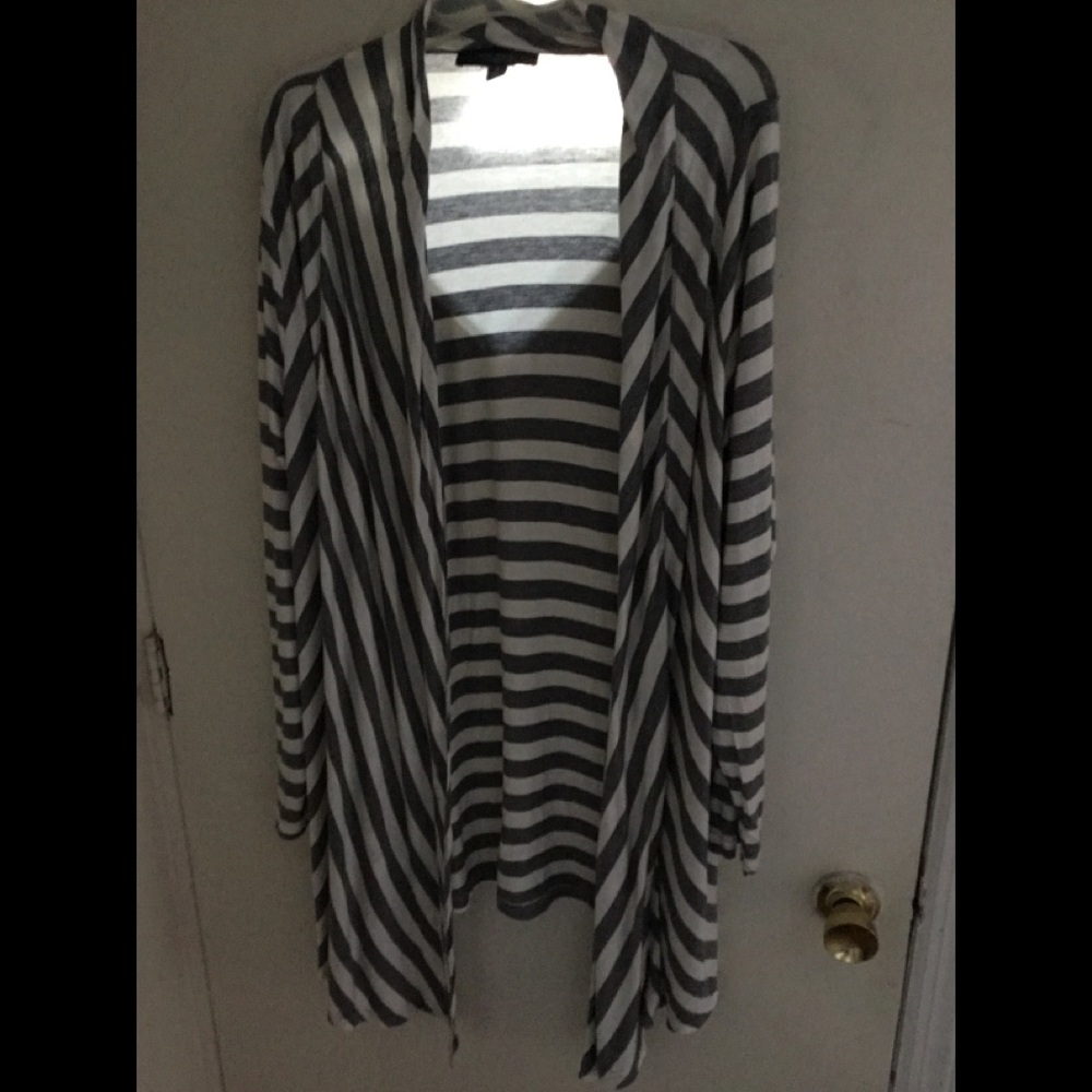 Stripe open front cardigan